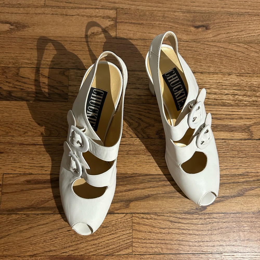 White Peep-Toe Heels - Picture 4 of 7